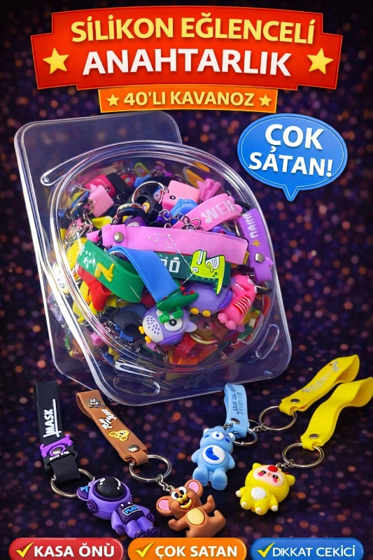 ANAHTARLIK SİLİKONLU TREND MODELLER / 40LI KAVANOZ